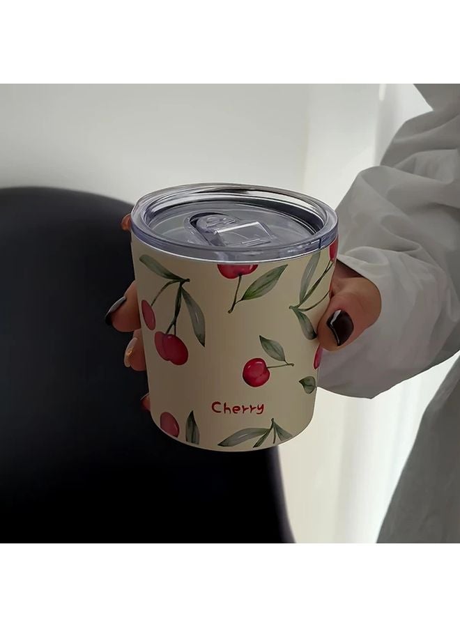 Double Layer Stainless Steel Thermal Insulation Cup 11 83oz Big Red Cherry Pattern - Image 5